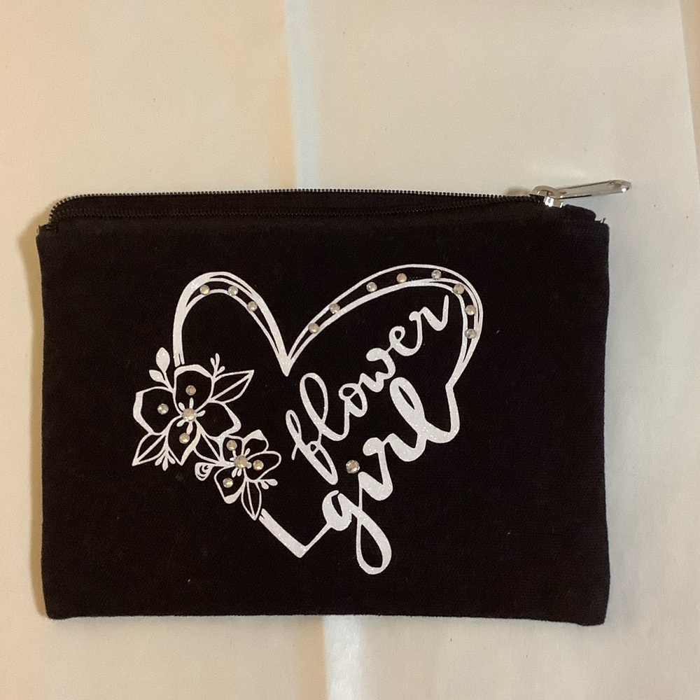 Black Floral Heart Pouch